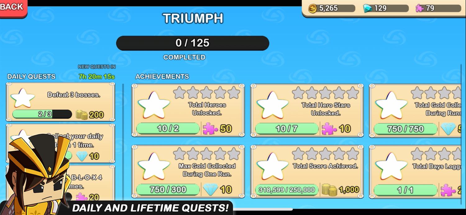 Daily and lifetime challenges in Blox Runner