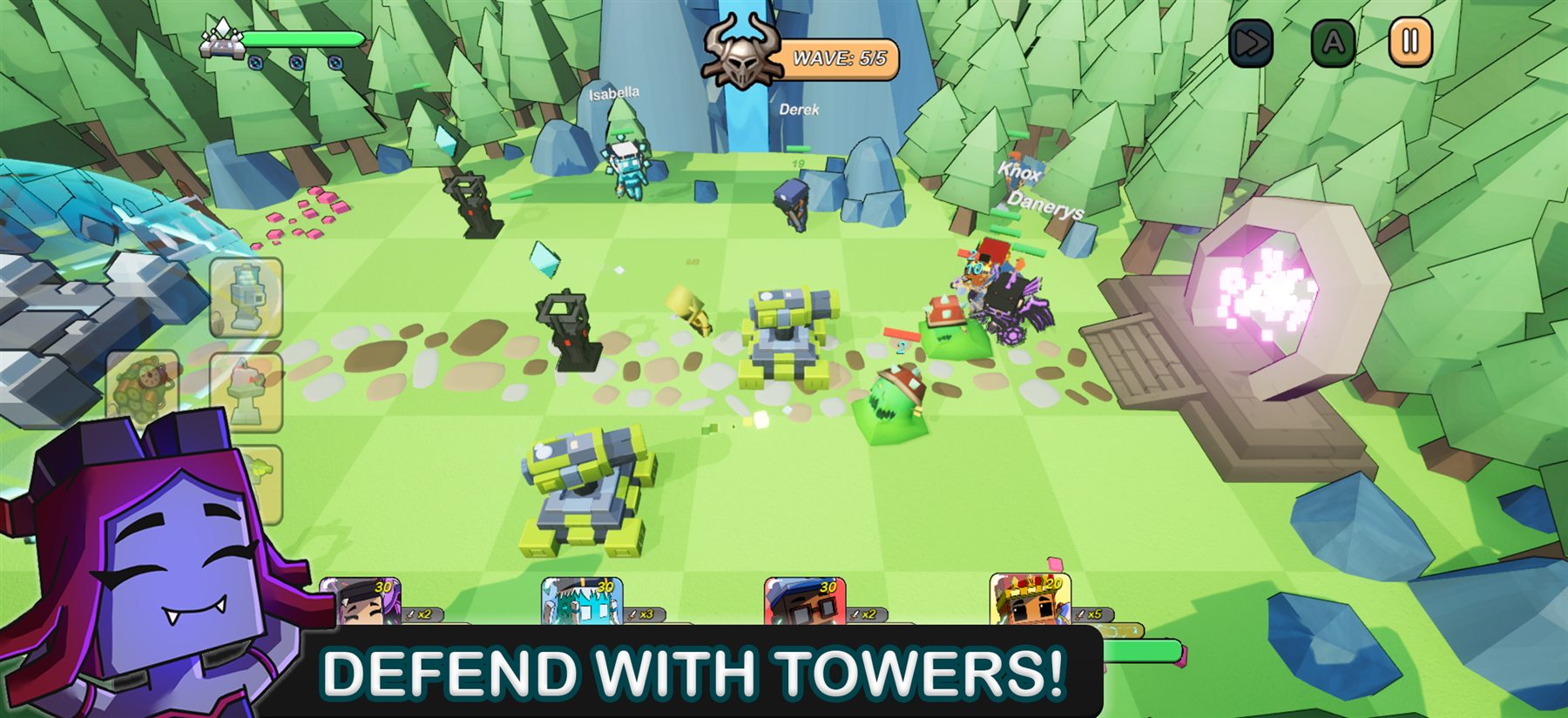 Blox TD heroes and towers defending a crystal